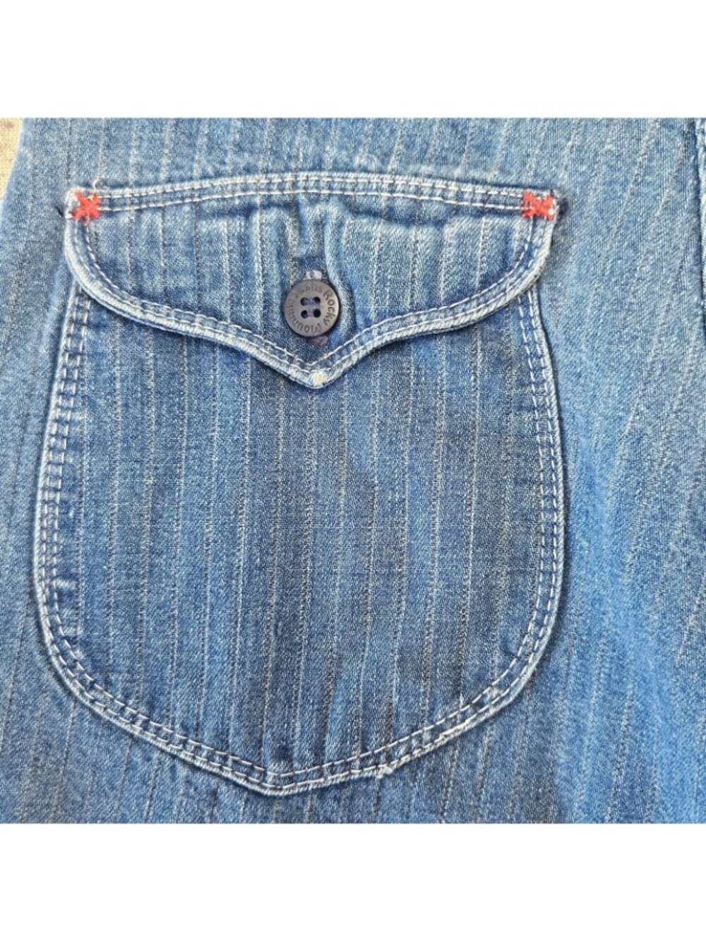 Vintage Rocky Mountain Jeans 26 x 34 Blue Striped High Rise Western Flap Pocket - Picture 5 of 12
